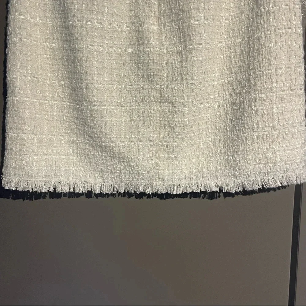 SAU LEE Alicia Skirt in Ivory Tweed Mini Skirt with Finge Hem from Revolve Brand - Picture 7 of 13